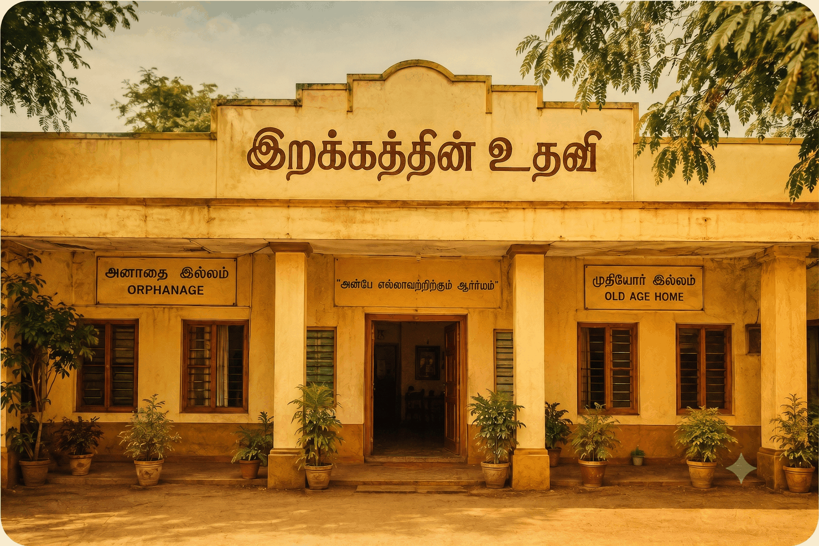The Erakathin Uthavi care home and garden in Coimbatore.