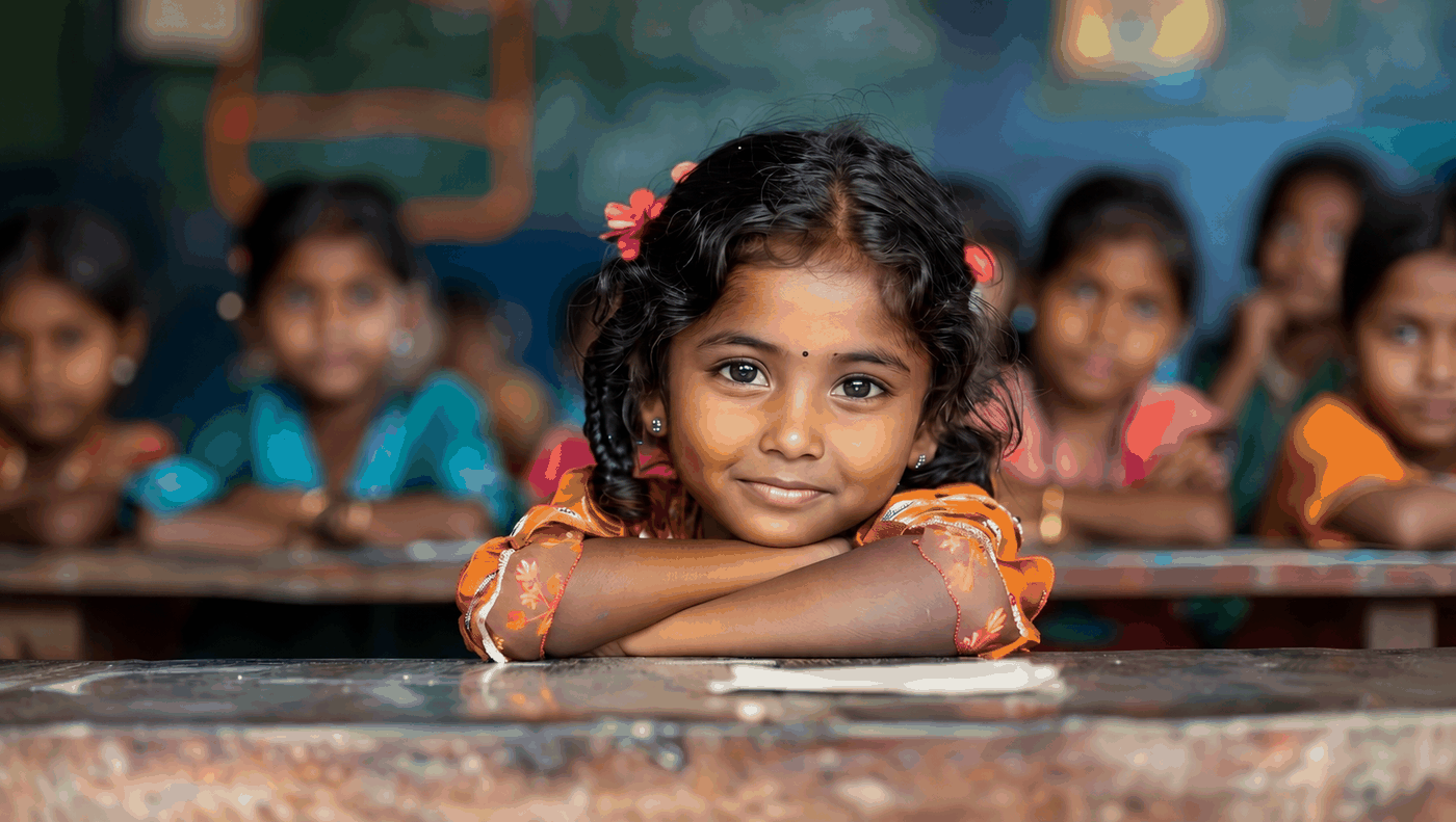 Children smiling together at school.